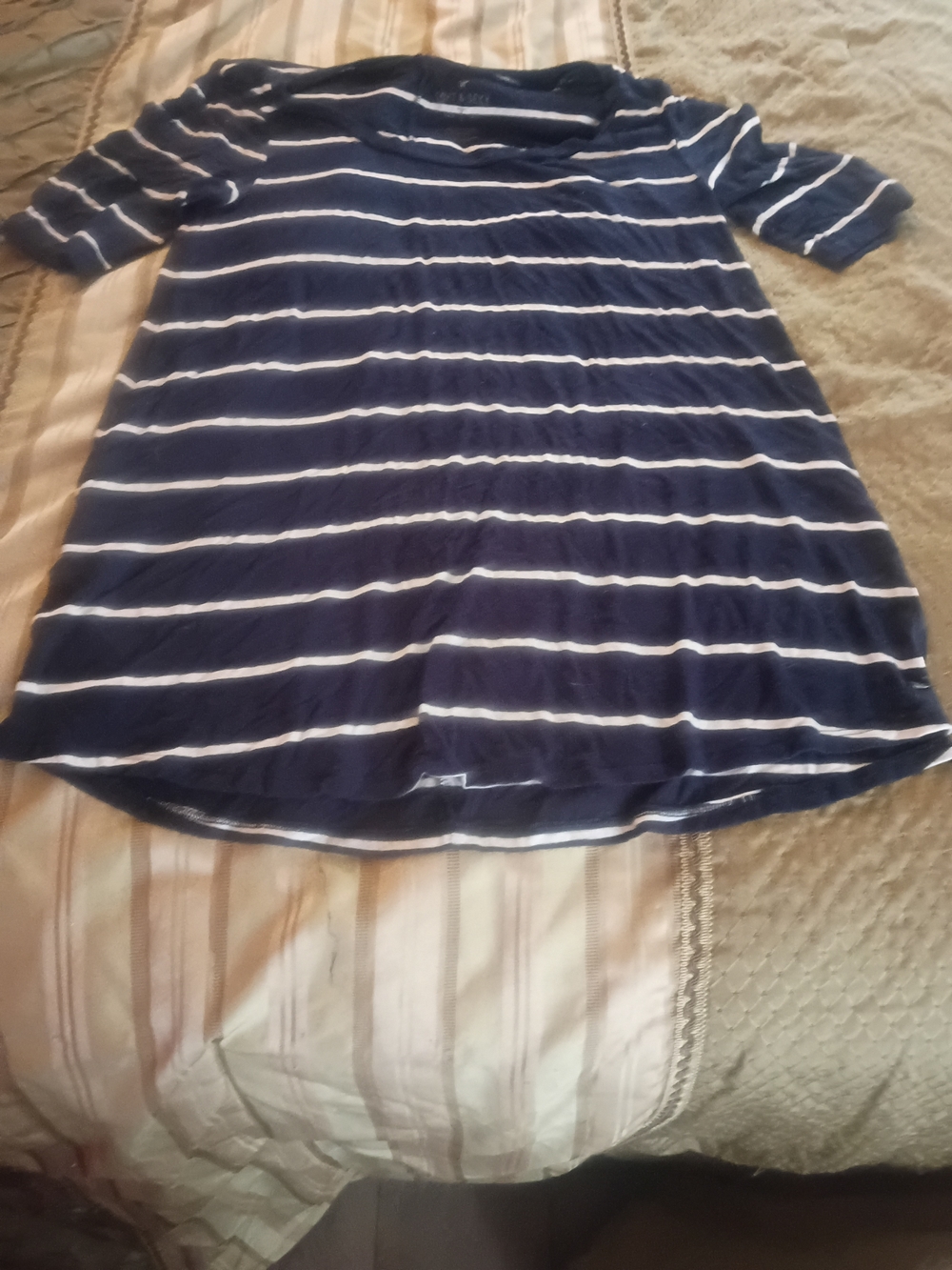American Eagle Outfitters Navy and White Striped Short Sleeve Tee